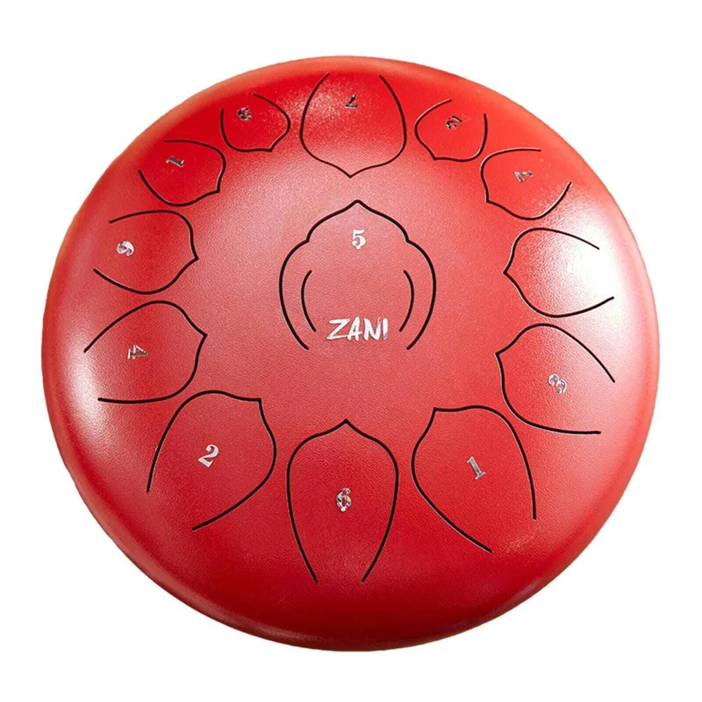 סטיל דראם ZANI Steel Tongue Drum 12 13 notes Red
