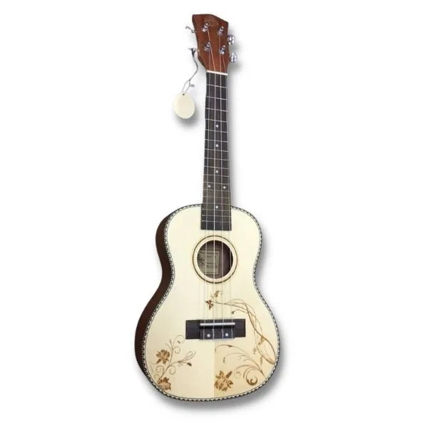 יוקללה 24״ קונצרט עם עיטורי פרחים Romeo Excellence Aloha